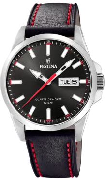 Festina Herren Analog Quarz Uhr mit Leder Armband F20358/4