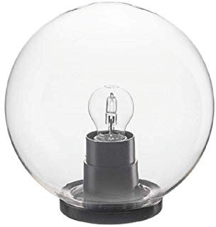 Acrilux - Globo Lampada trasparente in pmma con base per fissaggio su palo e portalampade E27, diametro 25 cm, resistente ai graffi e ai raggi solari