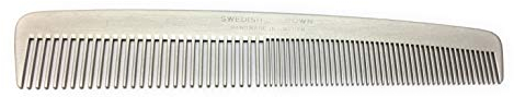 Swedish Crown Profi-Universal-Kamm Aluminium-Kamm 16,4 cm (antistatisch) feine + weite Zahnung Metallkamm in Salon-Ausführung (2225 A)