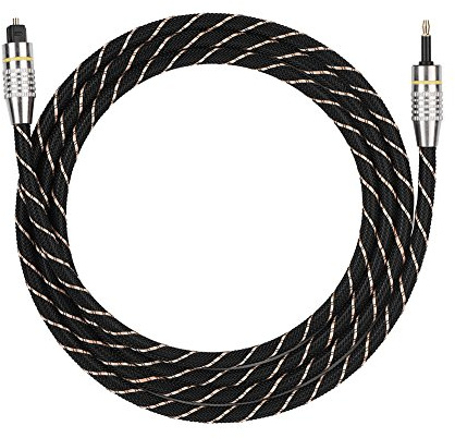 Yosoo Health Gear Optisk jackkabel, Toslink till Mini Toslink 3,5 mm kabel, optisk digital ljudkabel för Toslink, guldpläterad, optisk ljudkabel adapter svart (1,5 m)