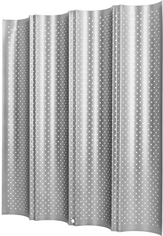 Bandeja de baguette perforada antiadherente Ranuras múltiples para hornear pan francés 3 panes ondulados Molde para hornear pan tostadas Cocinar panaderos Moldear 2 canalones Horno tostador(2#)