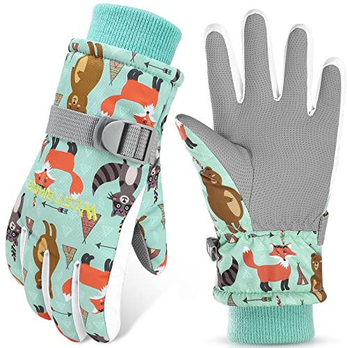 WESTGIRL Kinder Winterhandschuhe Winddicht Warme Skihandschuhe Thermofleece Wasserabweisend Schnee Cartoon kinderhandschuhe Outdoor Snowboarding Radfahren Handschuhe für 3-12 Jungen Mädchen
