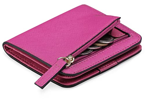 GAEKEAO Portafoglio da Donna in pelle, Portafogli Donna Piccoli con cerniere blocco RFID Portamonete, 7 Scomparti per Carte con 1 Finestra di Identificazione e 1 Tasca con Cerniera