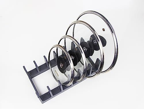 BOAA Fresh Topfdeckelhalter – Platzsparender Deckelständer für bis zu 6 Deckel, Pfannen, Schneidebretter – rutschfest, leicht zu reinigen – Ideal für Schubladen und Arbeitsplatten (Anthrazit)
