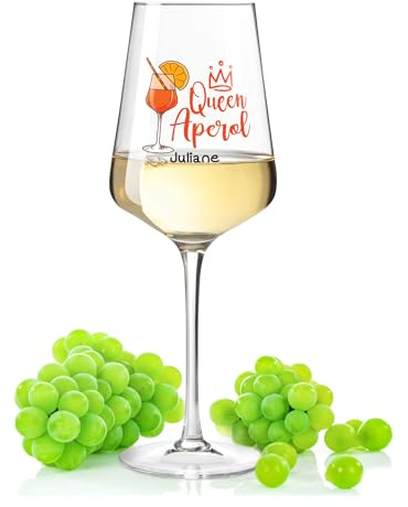 GRAVURZEILE Leonardo Aperol Glas mit UV-Druck - Queen Aperol - Personalisiert mit Namen - Geschenkidee für Aperol Spritz & Cocktail Liebhaber - Weinglas für Sangria & Lillet - Farbe: Puccini