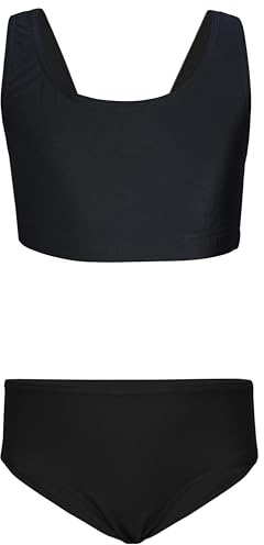 Aquarti Maillot de Bain de Natation Deux Pièces Sporfit pour Fille, Noir, 146