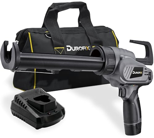 Durofix Cordless Caulking Gun, G12 Series Brushless Motor with 8-Speed Settings, 12V 2Ah Battery, Charger and Canvas Bag