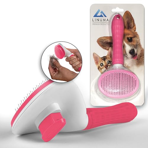 LINUMA® Hundebürste, Fellwunder Bürste Hund, Hundezubehör, Katzen Zubehör, Haustier Bürsten, Langhaar und Kurzhaar Fellbürste Katzenhaarbürste Fellpflege & Krallenpflege cat Kamm (Pink)
