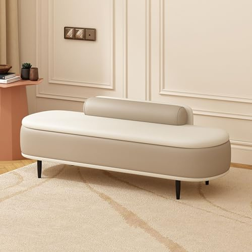 Panca contenitore ottomana, Panca ingresso camera da letto, Pouf imbottito in pelle PU per camera da letto fine letto, con ampio spazio di archiviazione per soggiorno, ingresso, camera da letto(Camel+