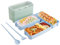 DIYJEP 2 Stück Lunchbox, Bento Box mit Löffel Gabel und Essstäbchen, Brotdose Erwachsene 900ml mit 3 FäChern, Wiederverwendbare Sistema Lunchbox für Schule Arbeit Picknick Reisen (Grün, Blau)