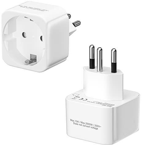 2-pack HITRENDS reseadapter schweiz uttag adapter uttag schweiz kontakt adapter schweizisk kontakt för EU till CH, typF/J resekontakt Schweiz uttag, vit