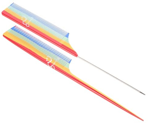 Ipetboom Pettine a Coda Di Topo Per Mèches e Cotonatura, Set 2 Pezzi, in Acciaio e Plastica Leggero e Resistente, Per Styling Chioma Da Donna e Adolescenti, Uso Salone e Casa