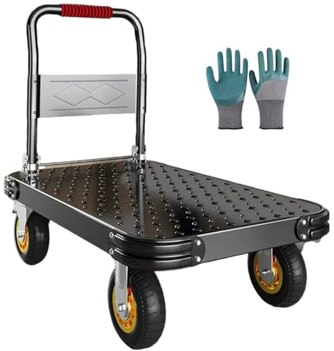 Silent Trolley, Mobile Platform Trucks, Foldable for Easy Storage, 360-degree Swivel Wheels, Weight Capacity of 2425 lbs (Black, 35.4X23.6INCH)