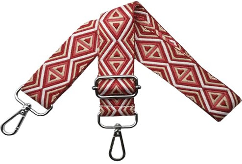 Omxyinma Verstellbarer Schultergurt für Taschen Taschengurte zum Wechseln, Umhängegurt für Taschen, Schulterriemen 3.8cm Breite mit Silber Karabiner Taschenband für Damen Handtaschen, Rot, M16