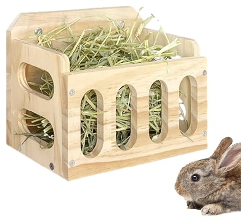Alimentador para Conejos, cobayas, heno suspendido, Distribuidor, Bolsillo de Almacenamiento para Animales pequeños, para Conejos, Chinchillas, hámsters (2 Ventanas, Motivos Verdes)