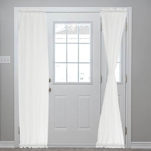 QUARKZMAN Tende da Porta Oscuranti, Tenda per Finestra Porta Laterale Francese per Privacy, Tenda da Porta con Taschina per Appendere a Bastone, Filato Bianco, 25x72, 1 Pannello