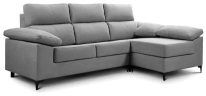 Shiito | Sofá Fairmont de 4 Plazas con Chaiselongue | Diseño Elegante y Práctico | 255 cm de Ancho - Color Gris Perla