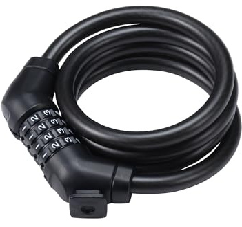 BBB Candado de cable de combinación CodeGuard para ciclismo, 12 mm x 120 cm, código de 4 dígitos reiniciable, BBL-101