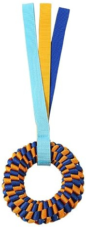 Braided Dog Chew Toy With Oxford Cloth, Ring Tug Toy For Puppy (Orange)