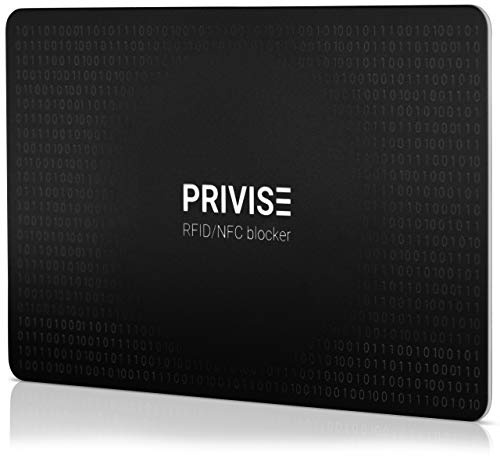 Privise Tarjeta Bloqueadora RFID – Tarjeta de Protección NFC contra Robo sin Contacto, Ultrafina, Seguridad Anti-Skimming para Tarjetas de Crédito, Débito y Identificación (1 Unidad)