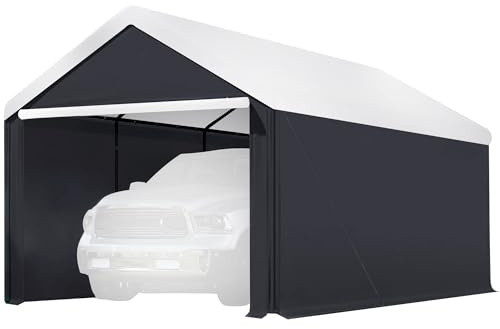 Caravan Canopy Car Tent Sidewalls for Carport, Garage & Shed, Domain, 10 x 20 Ft, Black (Roof and Canopy Not Included) - Portable Vehicle and Motorcycle Shelter - Large Outdoor Storage