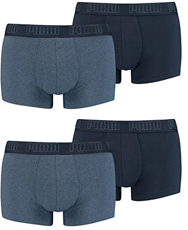 Puma Herren Shortboxer Unterhosen Trunks 4er Pack, Wäschegröße:XL, Artikel:-007 Denim