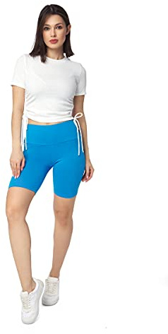 SOFTSAIL Leggings Mujeres Mallas Pantalones Cortos De Ciclista Pantalones De Yoga De Gimnasio Elásticos Transpirables Control De Barriga Cintura Alta Algodón para Damas Que Adelgazan Turquesa 40