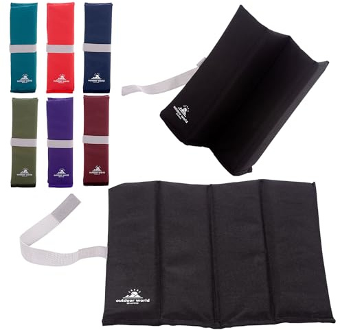 Outdoor World Tapis d'assise Pliable – Isolation Thermique, imperméable, résistant à l'humidité, Coussin de siège Portable – Coussin d'assise léger pour Camping, randonnée, pêche, Plage (Noir)