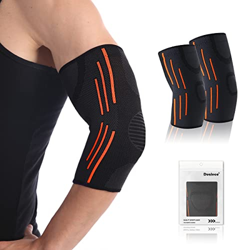 Dualeco Ellenbogenbandage 1 Paar, Ellbogen Bandage Damen/Männer, Atmungsaktiv Elbogenbandage for Bodybuilding/Tennisarm, Bandage Ellenbogen für Ellenbogengelenk