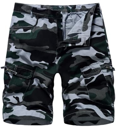 LY4U Pantaloncini Cargo da Uomo Pantaloncini da Combattimento Mimetici Casual in Cotone con Tasche Multiple