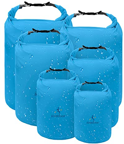 ioutdoor Dry Bag Set 2L + 5L + 10L + 20L+ 40L+ 70L Waterproof Small Lightweight Dry Bags for Paddle Board Kayaking Swimming Fishing Camping Hiking Home Storage(Blue)