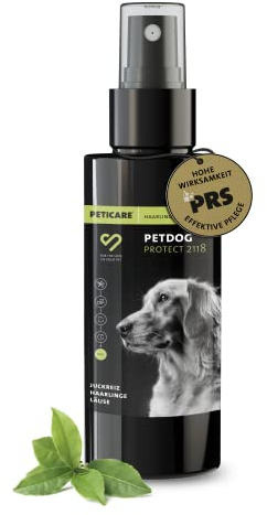 Peticare Anti-Läuse & Haarlinge Spray für Hunde | Spezial-Mittel lindert effektiv Juckreiz & unterstützt Regenerationsprozess | einzigartiges PRS® System für Lange Wirkung – petDog Protect 2118