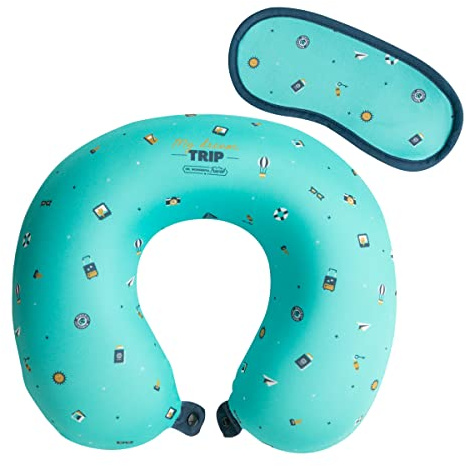 Mr. Wonderful - Cojín de Viaje con Antifaz para soñar por Tierra, mar y Aire - Azul