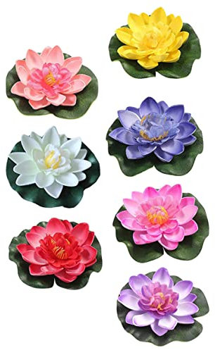 Garneck Lot De 7 Décorations Flottantes en Forme De Nénuphar pour Piscine Et Étang