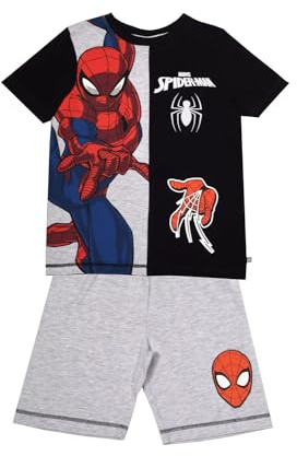 Boys Pyjamas | Black Marvel Comics Pj Set | Short Sleeve Nightwear | Ages 4 to 8 Years Old