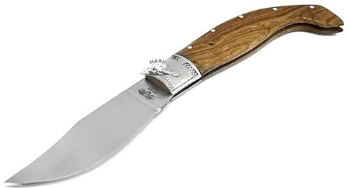 M. Zille Coltello Artigianale Pieghevole Tipo Arburesa in Acciaio Inossidabile in Manico Legno Coltello da Collezione Coltello Tascabile Coltello tipo Sardo