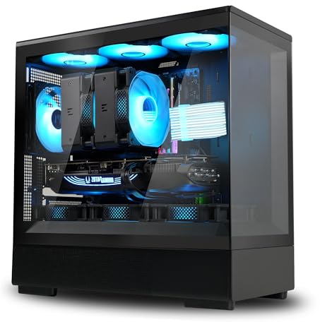 Zalman P10 Micro ATX Case, MATX PC Case with 120mm ARGB Fan Pre-Installed, Panoramic View Tempered Glass Front & Side Panel, USB Type-C and USB 3.0, Black
