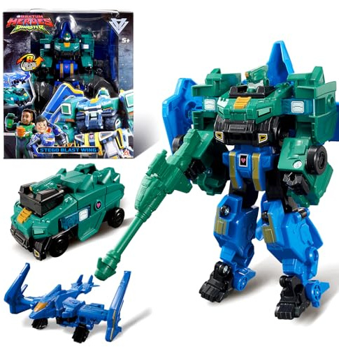 QUANTUM HEROES DINOSTER Robot Transforming 2 en 1 Stego Blast Wing, 7,28 Pouces, Jouets Transformable pour Enfants, Jouets Transforming Chariot et Robot pour garçons et Filles de 5 6 7 8 9 10 Ans