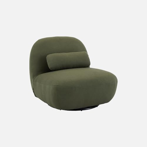 sweeek - Fauteuil pivotant 360° en Bouclette texturée Vert Kaki foncé piètement en métal Noir Mat - Spino