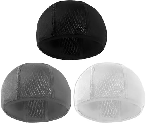 Lot de 3 Casquettes de Cyclisme sous Casque - Bonnets de Sport Légers Bonnet de Cyclisme Bonnet et Respirants pour Hommes et Femmes, pour Cyclisme, Course, Moto - Couleurs Noir, Blanc, Gris