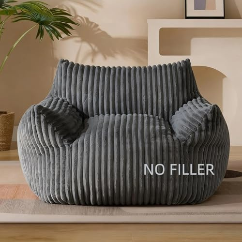 SXBCyan Funda para Sillón Puff de Piel Sintética (Sin Relleno) Lavable Ultra Suave, Sillón Sofá Perezoso para Niños y Adultos, Asiento De Suelo, Muebles De Sala De Estar(1-Seat-Dark Grey)