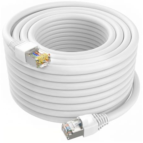 Werkybay 15 m Outdoor CAT 6 Ethernet-kabel, 10 Gbps nätverkskabel, 23 AWG vattentät UV-resistent LAN-kabel, utomhus och inomhus RJ45-patchkabel för routrar, modem, switch, patchpanel, server etc