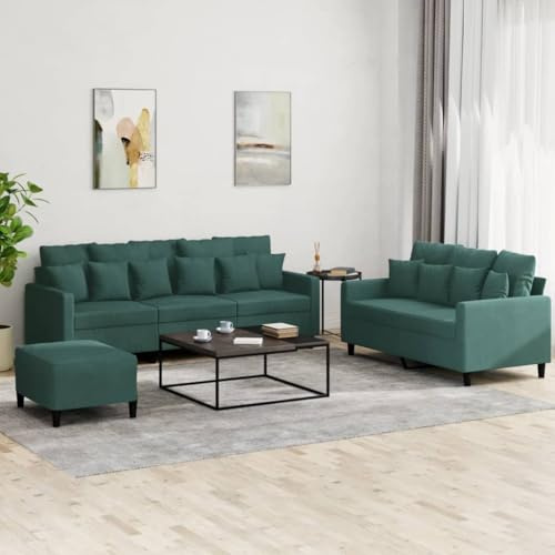 Sinkzol 3-TLG. Mörkgrön sammetssoffa soffa vardagsrum med kudde, hörnsoffa, ottoman, förvaringsutrymme, stabilt ryggstöd, armstöd, lämplig för vardagsrum och gästrum