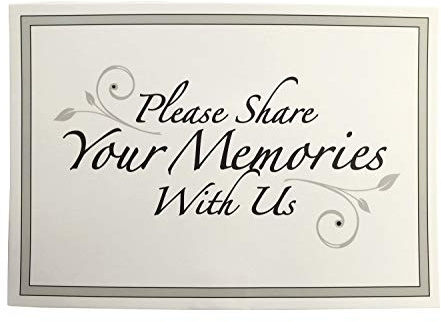 Esposti Funeral Memory Table Sign | Share Your Memories | For Condolence Book | Memorial | Celebration of Life | Size 20.7cm x 14.5cm