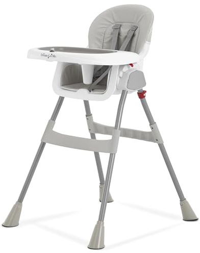 Dream On Me Portable 2-in-1 Tabletalk High Chair, Convertible Compact High Chair, Light Weight Portable Highchair, Grey