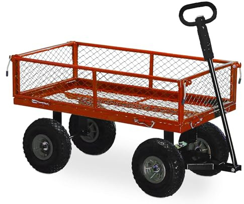 CARRELLO A MANO CON SPONDE LATERALI RIBALTABILI CARICO MAX 300 KG PORTA PACCHI PORTA TUTTO CARRETTO DA GIARDINO