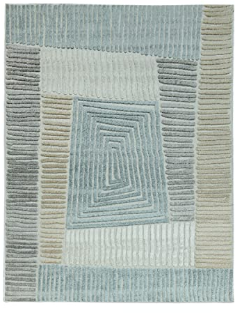 TT Home Moderner Outdoor Teppich Wetterfest Innen & Außenbereich Geometrisch Braun Beige