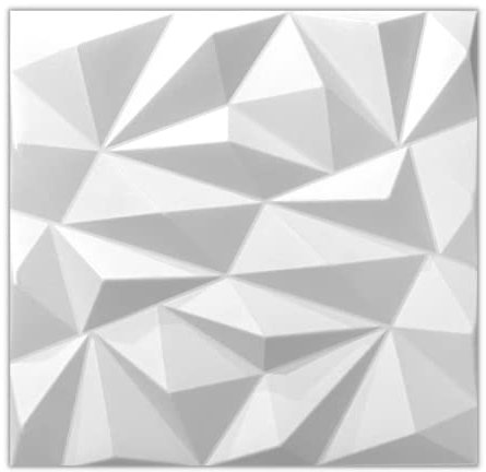 Eurodeco 3D Wandpaneele Dekoren Wandverkleidung Deckenpaneele Platten Paneele Wanddeko Wandtattoos Polystyrol XPS Styropor 50x50cm / 12m²-48 Stück Zirkon White 3mm stärke
