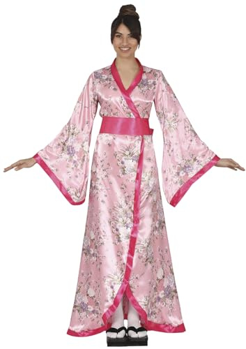 FIESTAS GUIRCA | Disfraz de Geisha Japonesa (44-46/XL) - Kimono y Cinturón - Disfraces de Asia, Oriental, y Cultura Japonesa para Halloween, Carnaval y Fiestas Temáticas - Ideal para Mujeres - Rosa