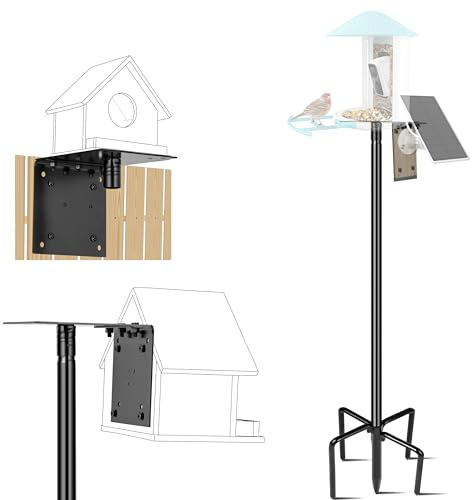 Ottsuls Bird Feeder Pole, 109 Inch Heavy Duty Bird House Pole Kit for Outdoors, with 5-Prong Base Feeding Station for Wild Birds Watching, Adjustable Feeder Stand (House Not Included)